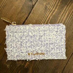 St. John Lavender and Cream Tweed keychain wallet/credit card holder